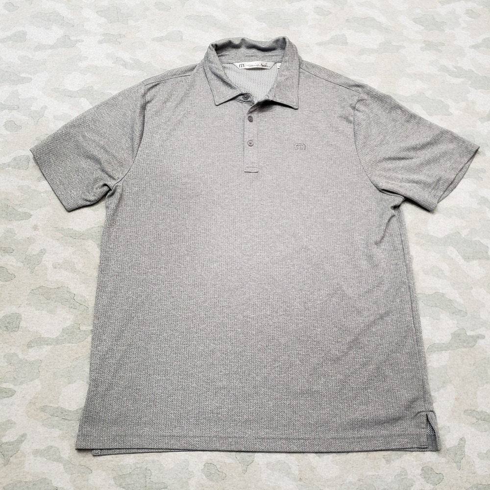Travis Mathew Polo Shirt Mens Large Gray Short Sleeve Casual Golf